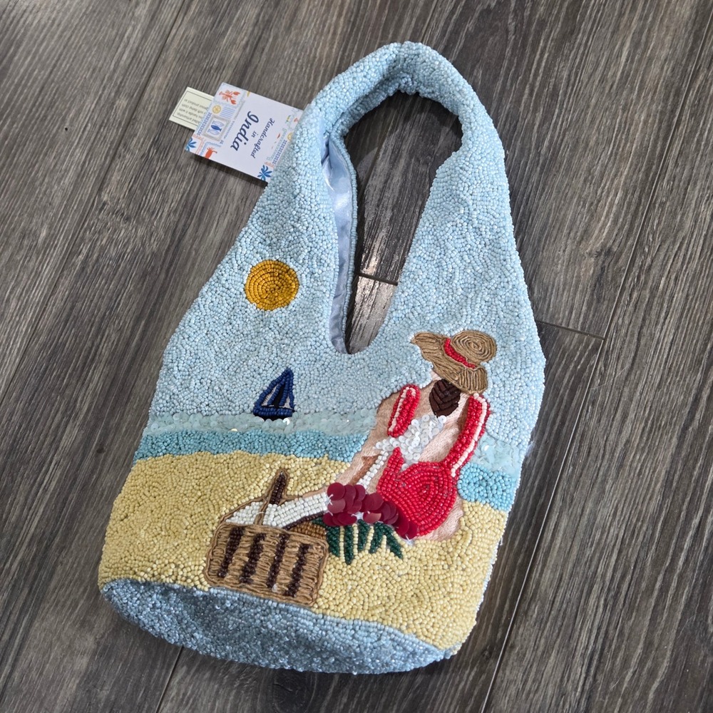 Handcrafted in India Viral Beaded Beach Bag Boho Resortcore Vacation Coastal NEW - Picture 6 of 10
